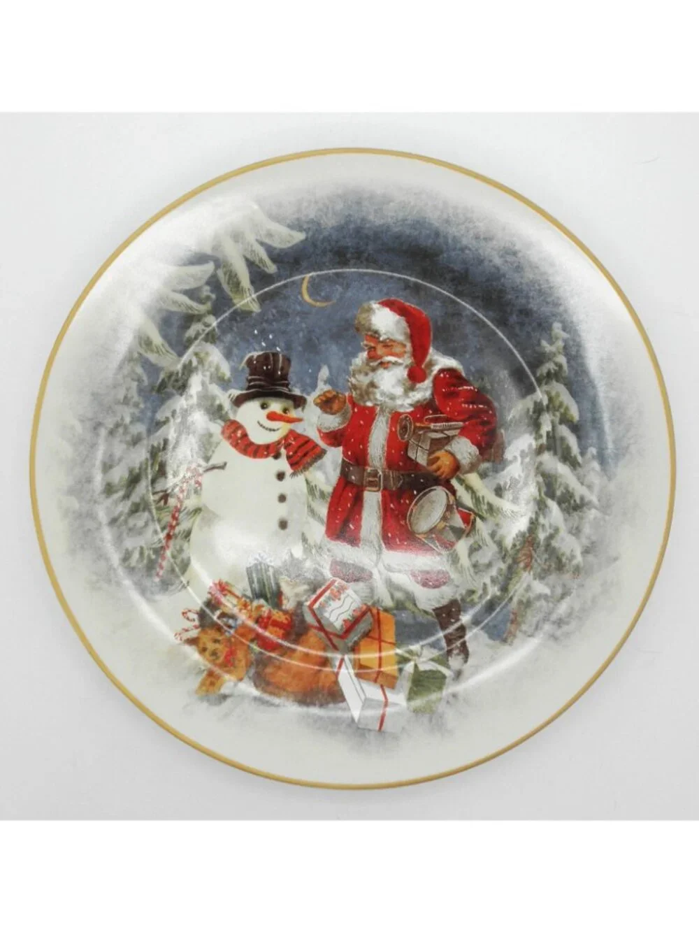 Nostalgic Santa Pottery Barn 10-1/2 Inch Dinner Plates Set of 4 Pattern PBANOS
